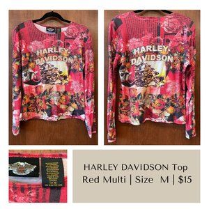 Women's HARLEY-DAVIDSON Long Sleeve Top Red M